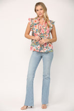 Load image into Gallery viewer, Athena | Teal peach Floral Top
