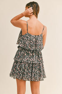 Midnight Floral  Ruffled Tiered dress