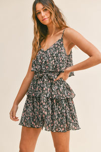 Midnight Floral  Ruffled Tiered dress