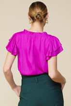 Load image into Gallery viewer, Orchid Satin Ruffle Blouse
