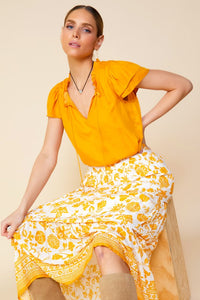 Marigold Satin ruffle blouse
