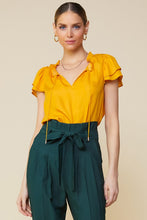 Load image into Gallery viewer, Marigold Satin ruffle blouse
