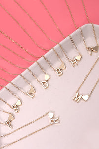 Lover Monogram Heart | Gold Charm Necklace