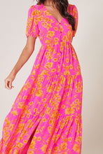 Load image into Gallery viewer, Hot Shot | Orange and Pink Maxi Dress
