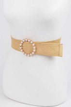 Load image into Gallery viewer, Pearl Buckle Faux Straw Elastic Belt
