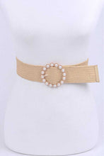 Load image into Gallery viewer, Pearl Buckle Faux Straw Elastic Belt
