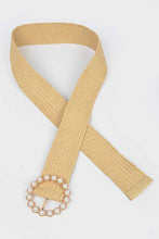 Load image into Gallery viewer, Pearl Buckle Faux Straw Elastic Belt
