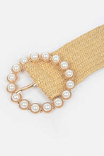 Load image into Gallery viewer, Pearl Buckle Faux Straw Elastic Belt
