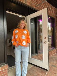 Sequin Baseball Shirt | Orange