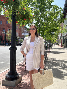 Sand Striped Linen Blazer