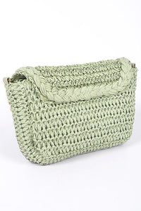 Woven Straw Shoulder Bag | Green