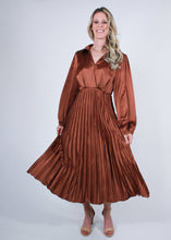 Load image into Gallery viewer, Mandy | Satin Pleated Midi Dress
