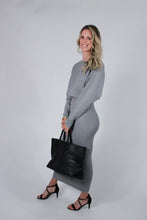 Load image into Gallery viewer, Demi | Grey Crop Knit Midi Set
