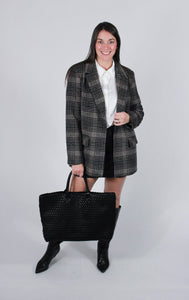 Kingston Relaxed Plaid Blazer | Latte