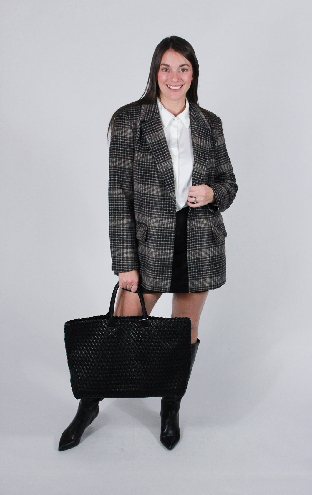 Kingston Relaxed Plaid Blazer | Latte