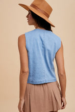 Load image into Gallery viewer, Charlie | Light Denim Button Down Vest
