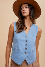 Load image into Gallery viewer, Charlie | Light Denim Button Down Vest
