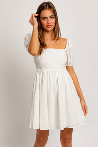 Maya Tie Back Bow Dress | White