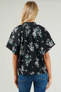 Magnolia Floral Ruffle Split Neck Blouse