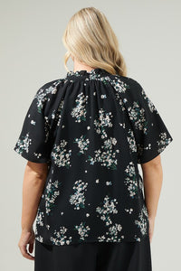 Magnolia Floral Ruffle Split Neck Blouse