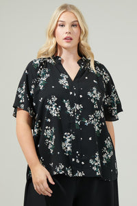 Magnolia Floral Ruffle Split Neck Blouse