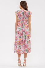 Load image into Gallery viewer, Watercolor Smocked Midi Dress | Pink
