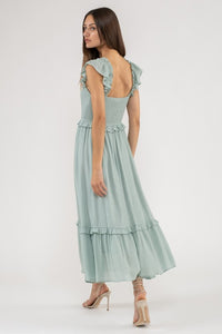 Flutter Sleeve Smocked Midi Dress | Mint