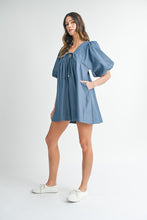 Load image into Gallery viewer, Denim Puff Sleeve Mini Dress | Babydoll
