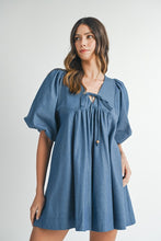 Load image into Gallery viewer, Denim Puff Sleeve Mini Dress | Babydoll
