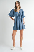 Load image into Gallery viewer, Denim Puff Sleeve Mini Dress | Babydoll
