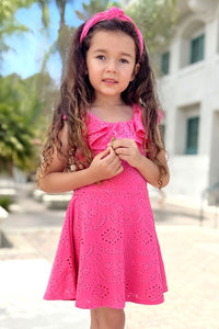 Toddler | Pink Eyelet Dress w/ Top Ruffle