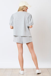 Grey | Baseball Towel & Sequins Embroidery Shorts