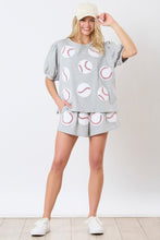 Load image into Gallery viewer, Baseball Towel &amp; Sequin Embroidery Short Sleeve Top
