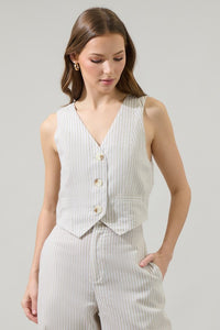 Sandy Striped Chelsea Button Up Vest