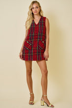 Load image into Gallery viewer, Audrey Dress | Sleeveless Plaid Tweed V Neck Mini Dress
