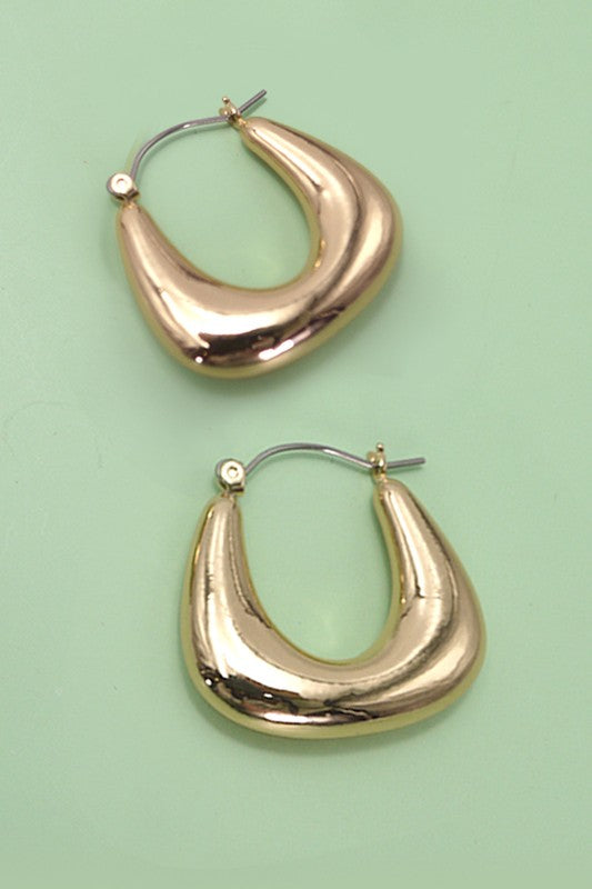 Bubble Puffy U Shape Tube Hoop Earrings | GOLD