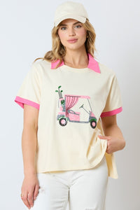 Golf Cart Short Sleeve Top | Pink
