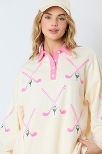 Sequin Golf Club Long Sleeve | Pink