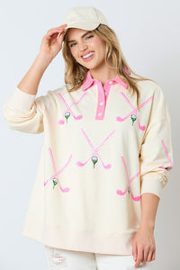 Sequin Golf Club Long Sleeve | Pink