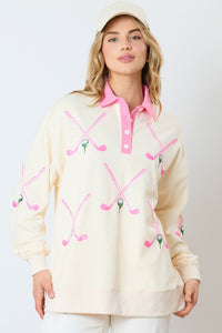 Sequin Golf Club Long Sleeve | Pink
