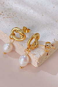 Pearl Bow Knot Earrings | GOLD