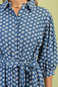 Becca | Floral Denim Embroidered Dress