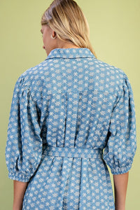 Becca | Floral Denim Embroidered Dress