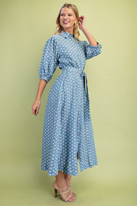 Becca | Floral Denim Embroidered Dress
