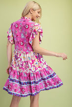 Load image into Gallery viewer, Anna | Flutter Sleeves Mixed Print V-neck Dress
