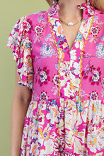 Load image into Gallery viewer, Anna | Flutter Sleeves Mixed Print V-neck Dress
