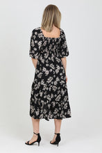 Load image into Gallery viewer, Maya | Black Floral smocked Dress
