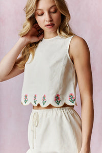 Taylor | PINK | Embroidery Detail Striped TOP