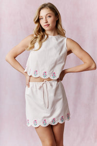 Taylor | PINK | Embroidery Detail Striped TOP