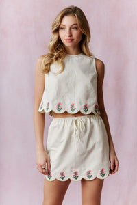Taylor | PINK | Embroidery Detail Striped TOP